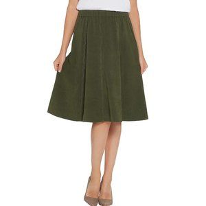 Denim & Co Faux Suede Pull-On Seamed Skirt  10385